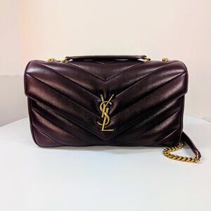 YSL Saint Laurent Burgundy "Puffer" Quilted Loulou Shoulder Bag Collection